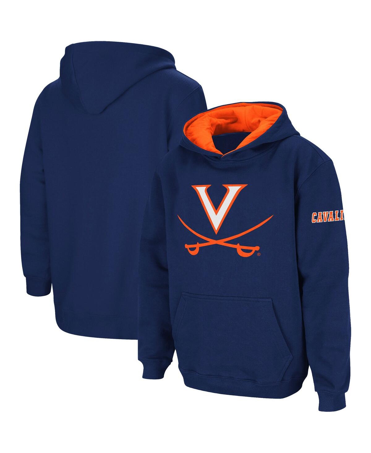 Colosseum Big Boys Navy Virginia Cavaliers Big Logo Pullover Hoodie In Navy