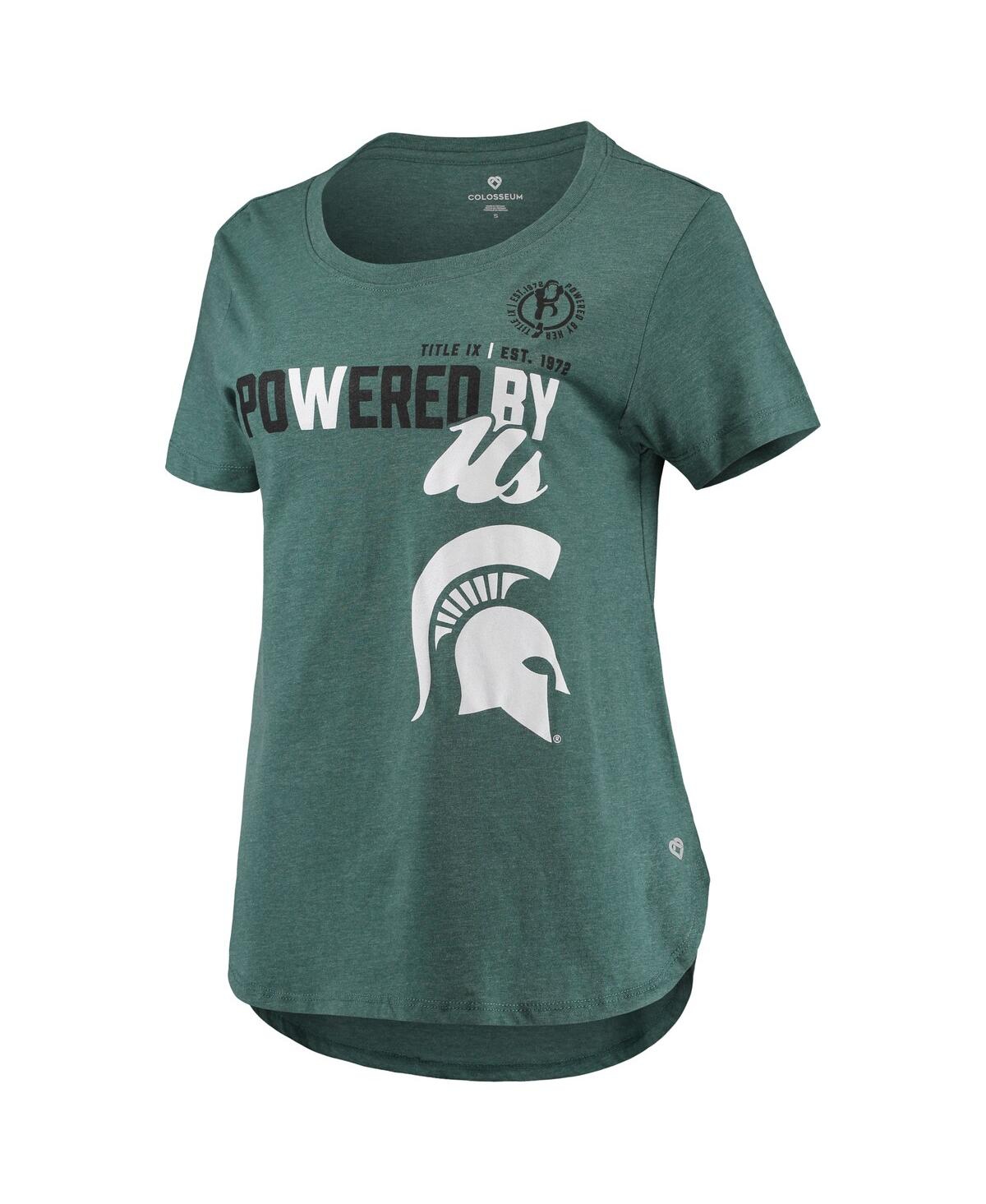 Colosseum Women's  Heathered Green Michigan State Spartans Powered By Title Ix T-shirt In Heathered Green
