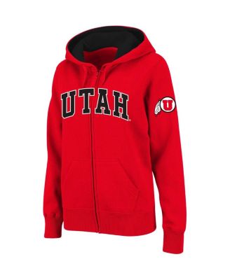 Women's Red Utah Utes Arched Name Full-Zip Hoodie