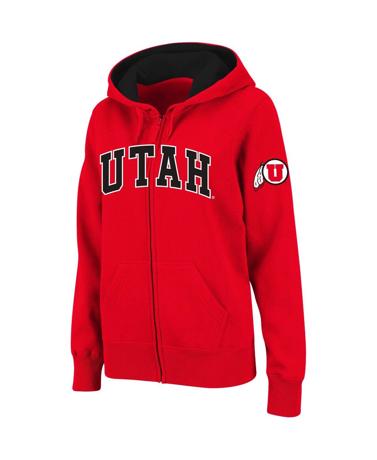 Colosseum Women's  Red Utah Utes Arched Name Full-zip Hoodie In Red