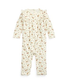 Baby Girls Floral Velour Coverall