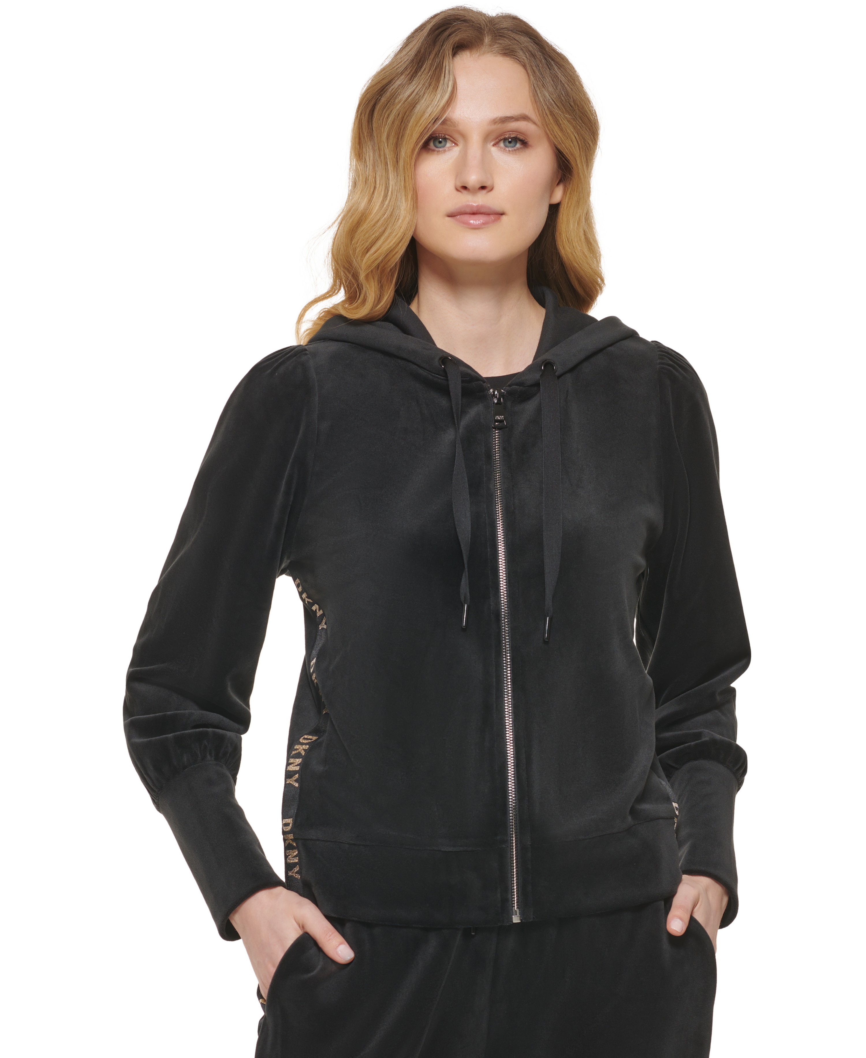 Womens logo tape zip up hoodie top