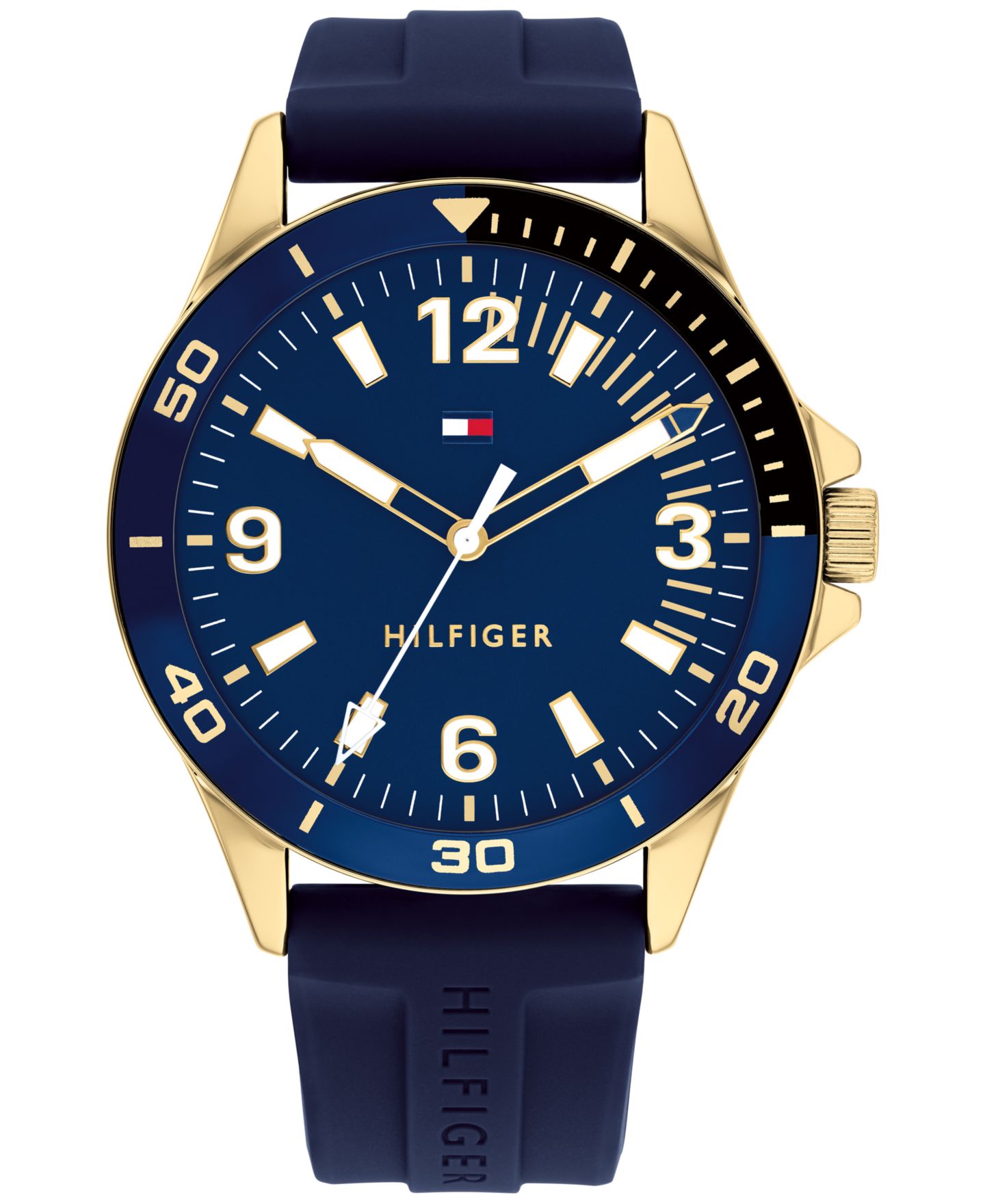 Мужские часы Tommy Hilfiger Blue Silicone Strap Watch 44mm — фото 1