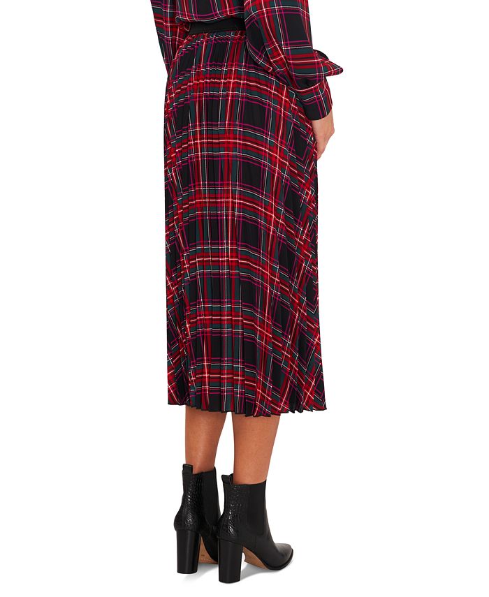 CeCe Women #39 s Plaid Elastic Waist Pleated Midi Skirt Macy #39 s