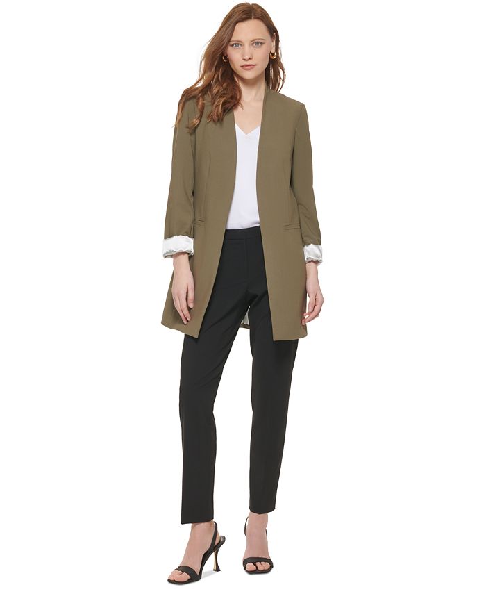 Calvin Klein Women's Roll Sleeve Open Front Topper Jacket - Macy's