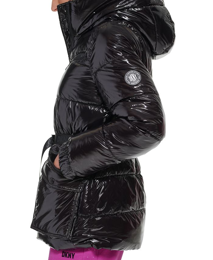 DKNY Women's Shine-Finish Belted Puffer Jacket - Macy's