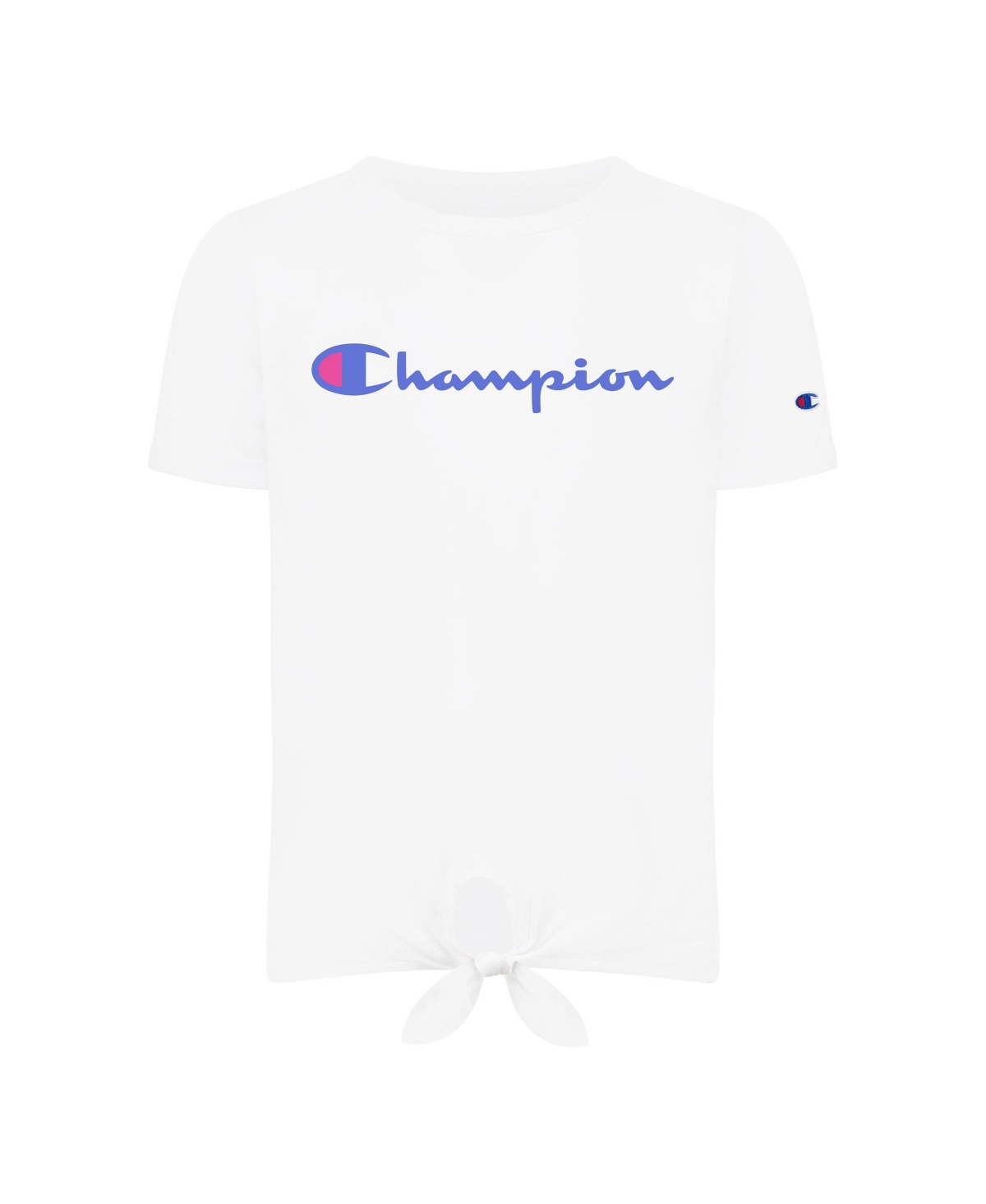 Champion Kids' Big Girls Classic Script Tie Front T-shirt In White