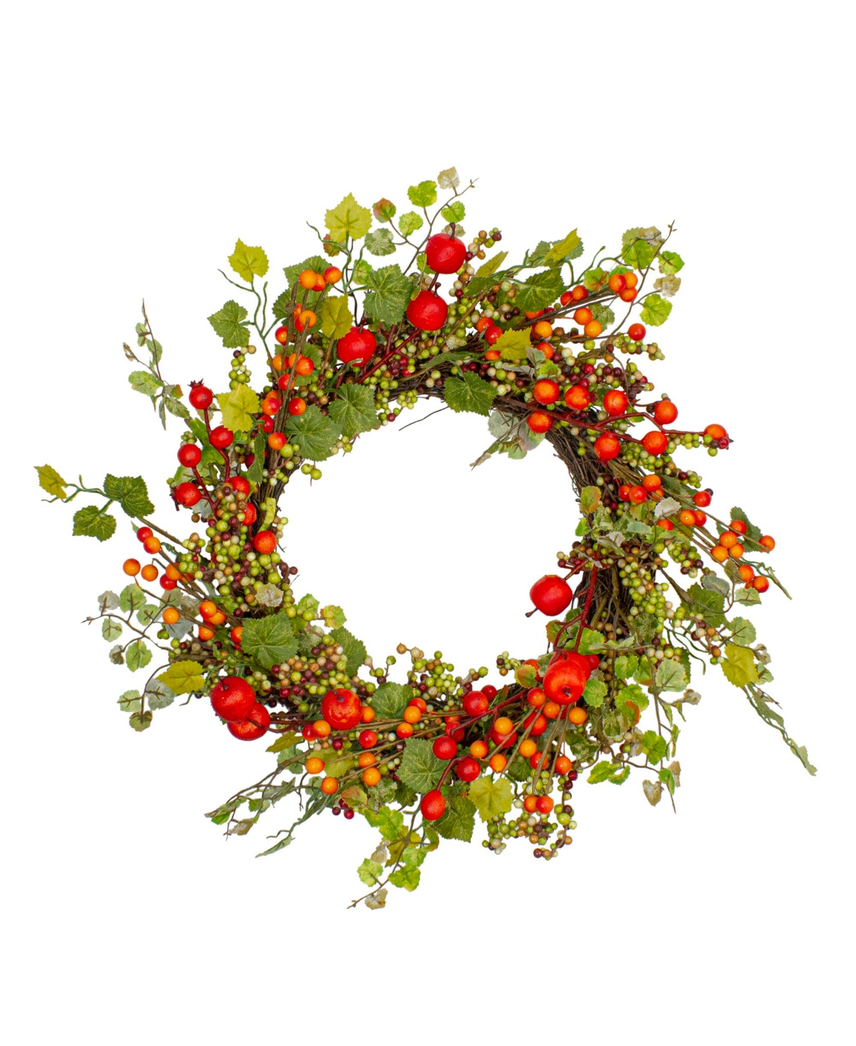 Northlight Apples And Berries Artificial Fall Harvest Wreath, 22" Unlit In Orange