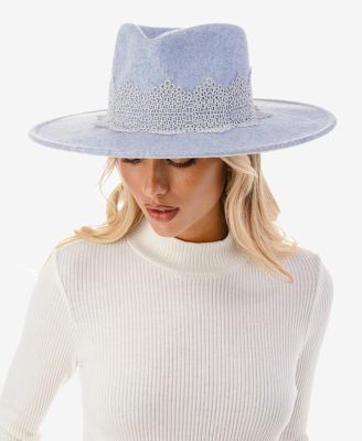 Women's Lace Trim Wool Blend Panama Hat