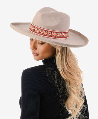 Women's Chevron Trim Wool Blend Panama Hat