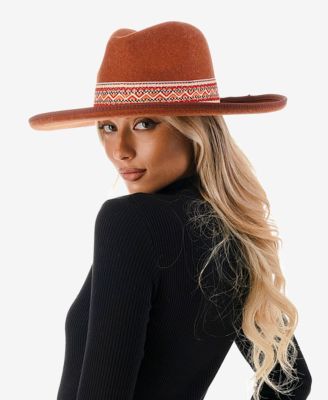 Women's Chevron Trim Wool Blend Panama Hat