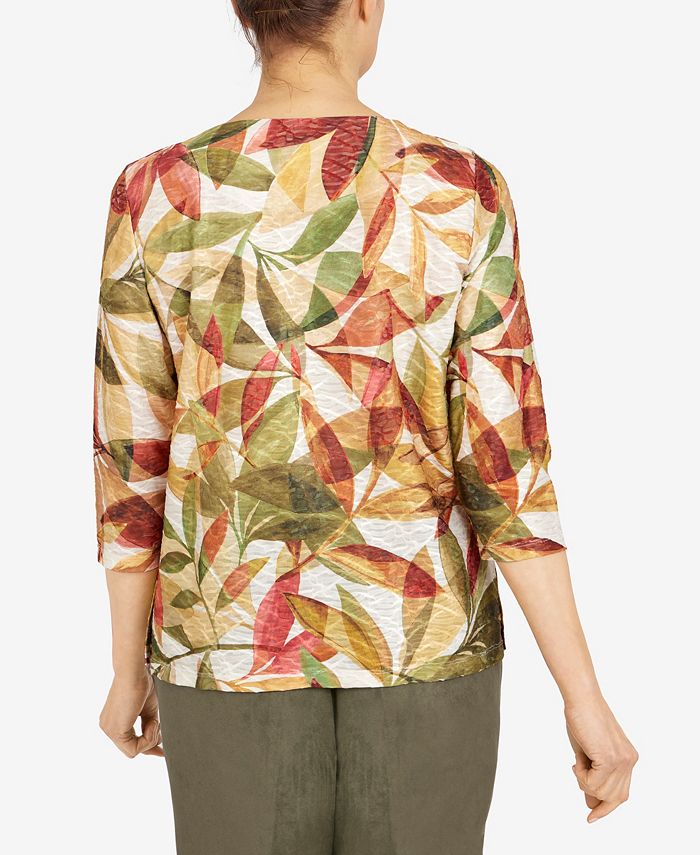 Alfred Dunner Size Copper Canyon Crewneck 3/4 Sleeve Print Top ...