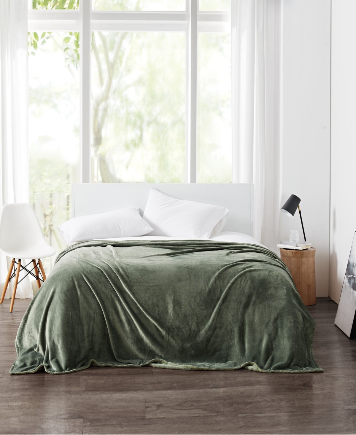 Cannon Solid Plush Blanket, Twin/twin Xl In Green