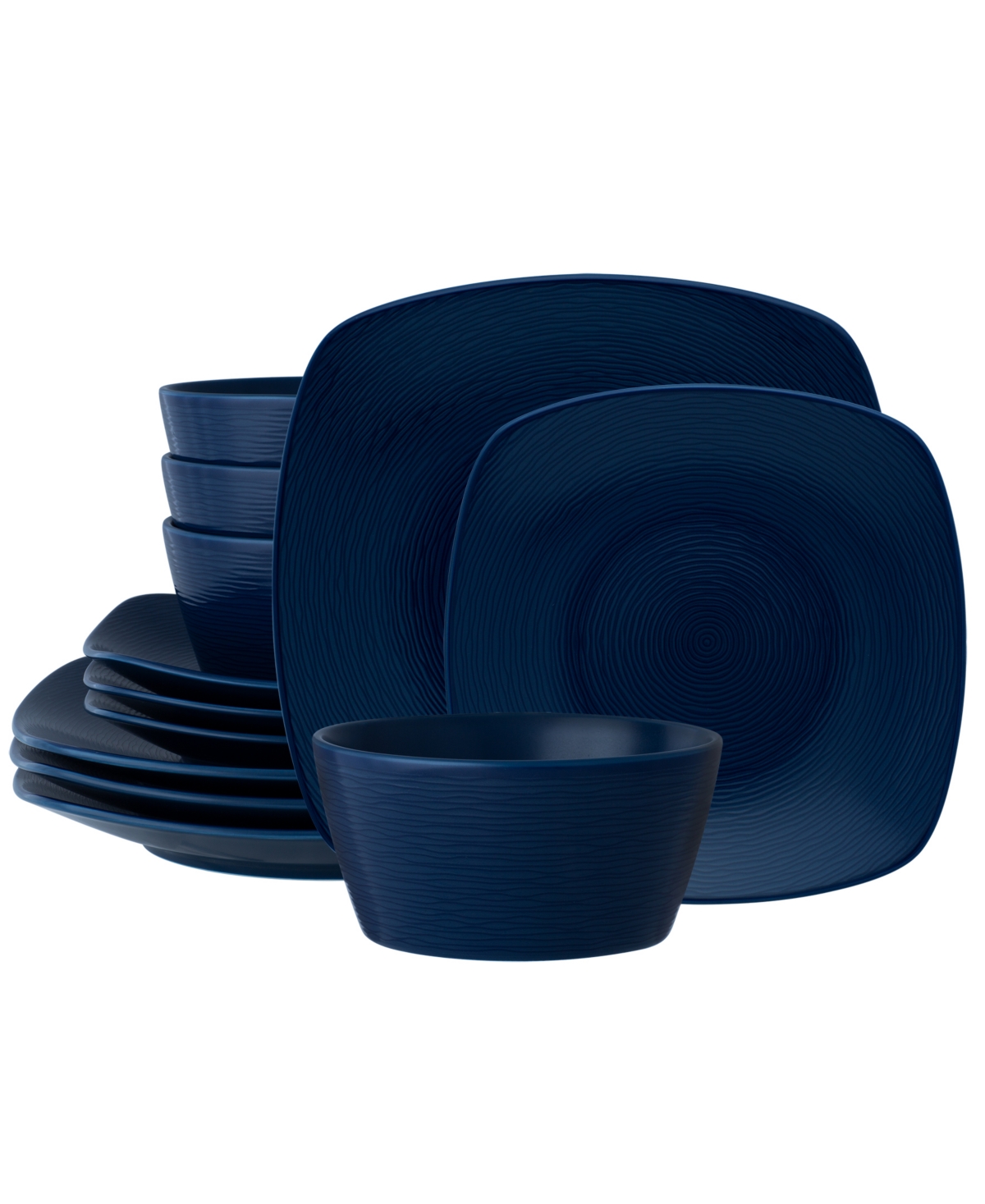 Noritake Colorscapes Swirl Square Set 12 Piece Dinnerware Set, Service For 4 In Navy