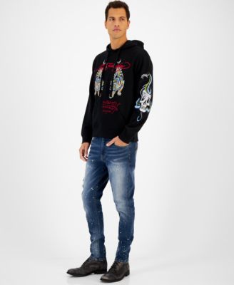 Ed Hardy - Men's Relaxed-Fit Crawling Tiger Graphic Pullover Hoodie