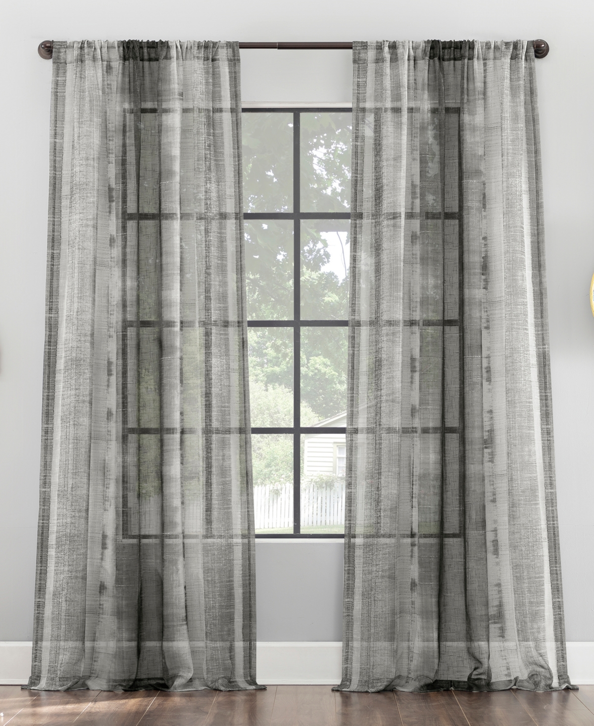 Archaeo Takato Shibori Stripe Rod Pocket Curtain Panel, 50" X 84" In Gray