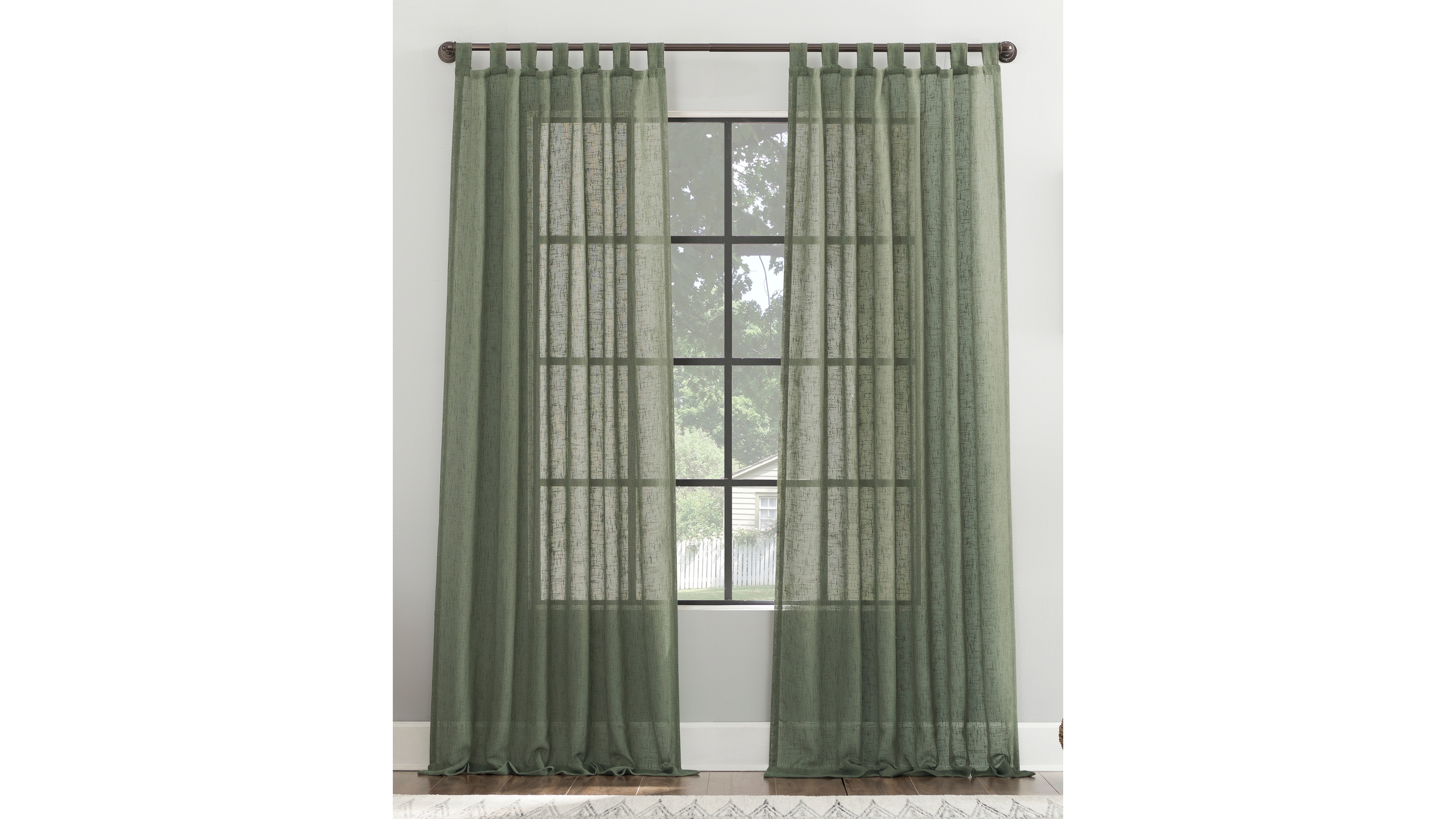Burlap Weave Linen Blend Tab Top Curtain