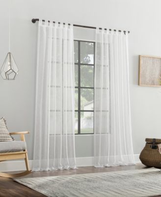 Burlap Weave Linen Blend Tab Top Curtain