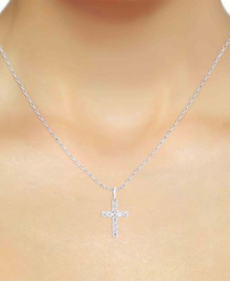 Lab-Created Diamond Cross 18 Pendant Necklace (1/2 ct. t.w.) in Sterling Silver