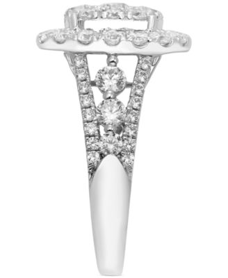 Diamond Oval Cluster Engagement Ring (2 ct. t.w.) in 14k White Gold