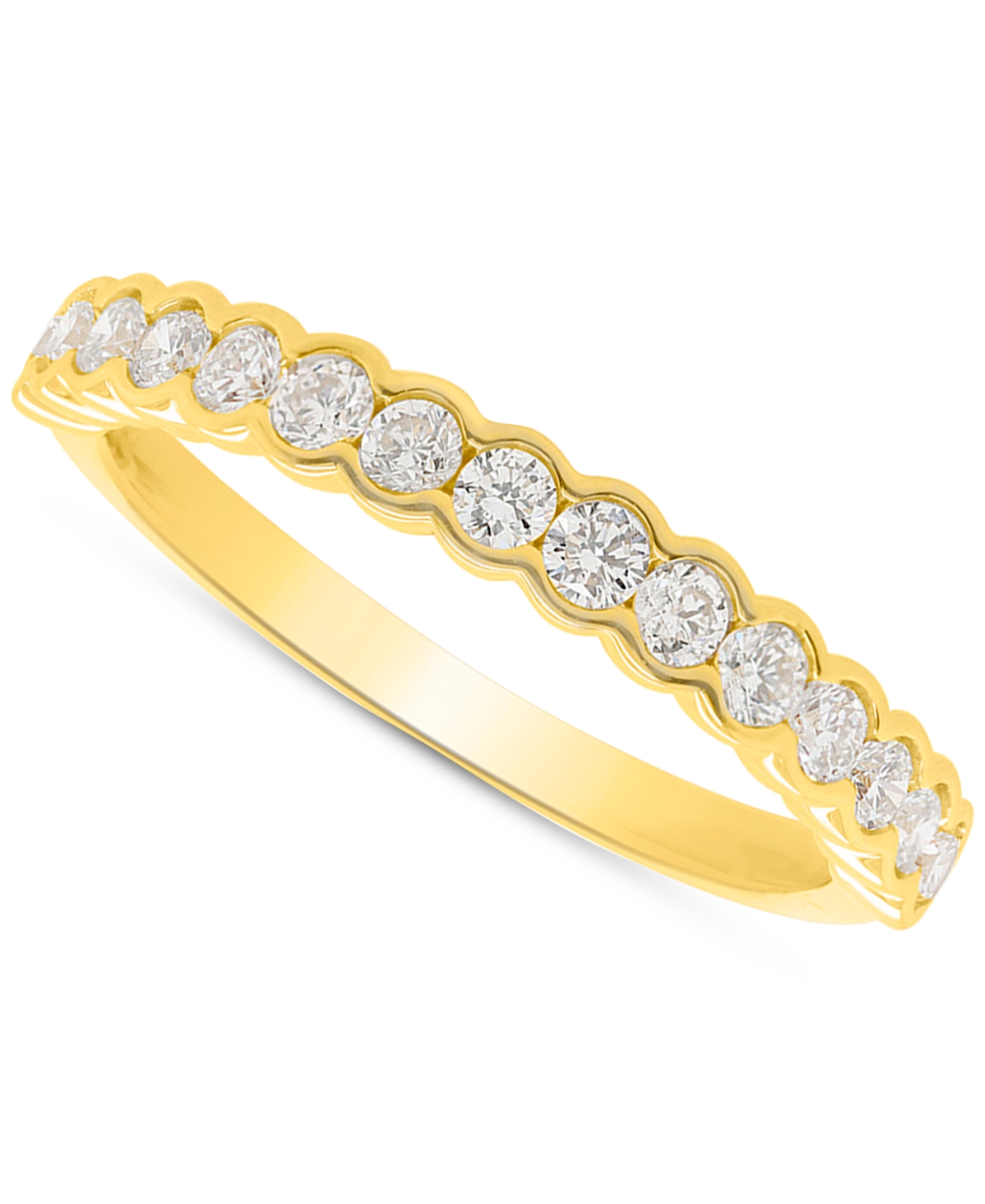 Forever Grown Diamonds Lab-Created Diamond Scalloped Band (1/2 ct. t.w.) in 14k Gold-Plated Sterling Silver - Gold-Plated Sterling Silver
