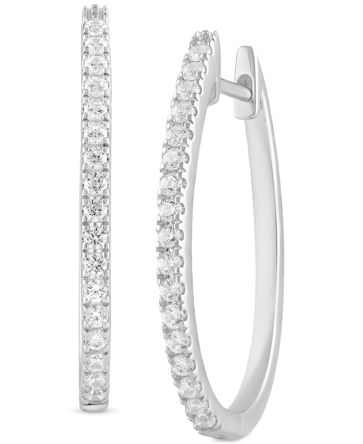 Lab-Created Diamond Medium Hoop Earrings (1/2 ct. t.w.) in Sterling Silver - Sterling Silver