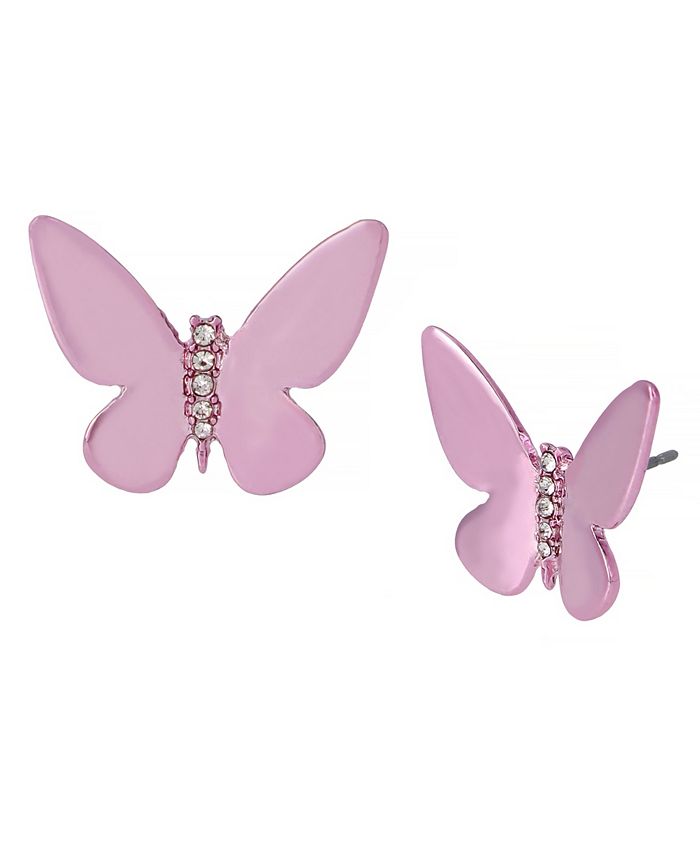 Someki Butterfly Earrings For Women - Gold/Silver Layered Stud Dangle With Blue Crystal, Teen Girl Gift