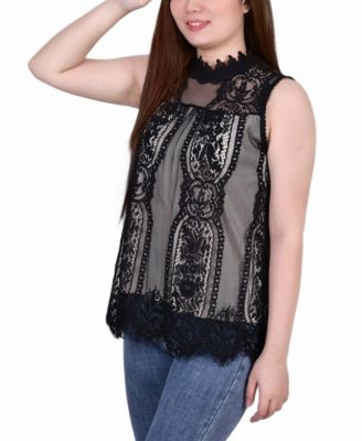 Mock-Neck Lace Top