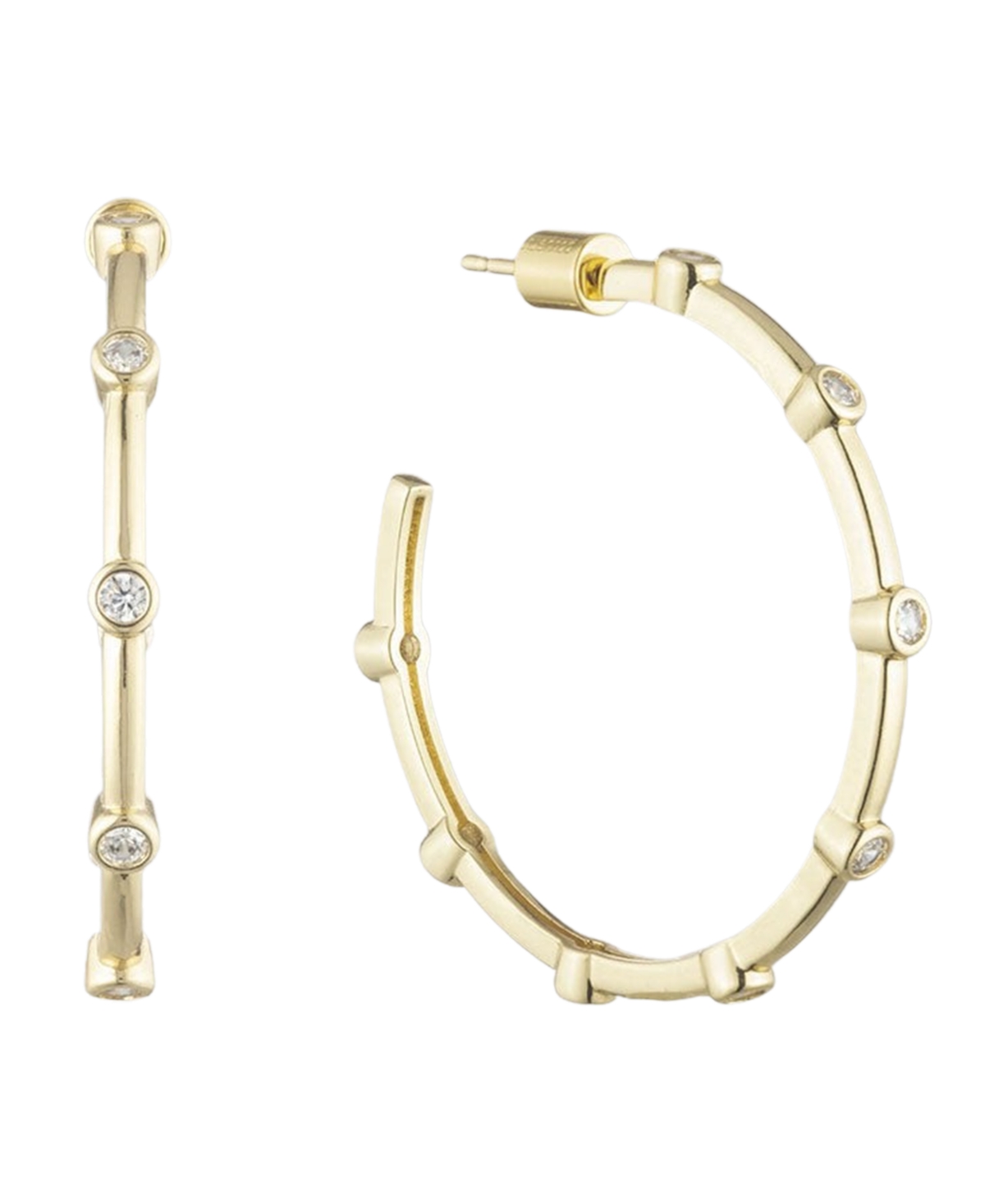 Shop Bonheur Jewelry Diana Crystal Large Hoop Earrings In Karat Gold Plated Brass