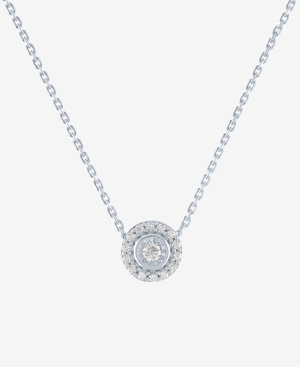 Lab-Created Diamond Halo 18" Pendant Necklace (1/8 ct. t.w.) in Sterling Silver - Sterling Silver