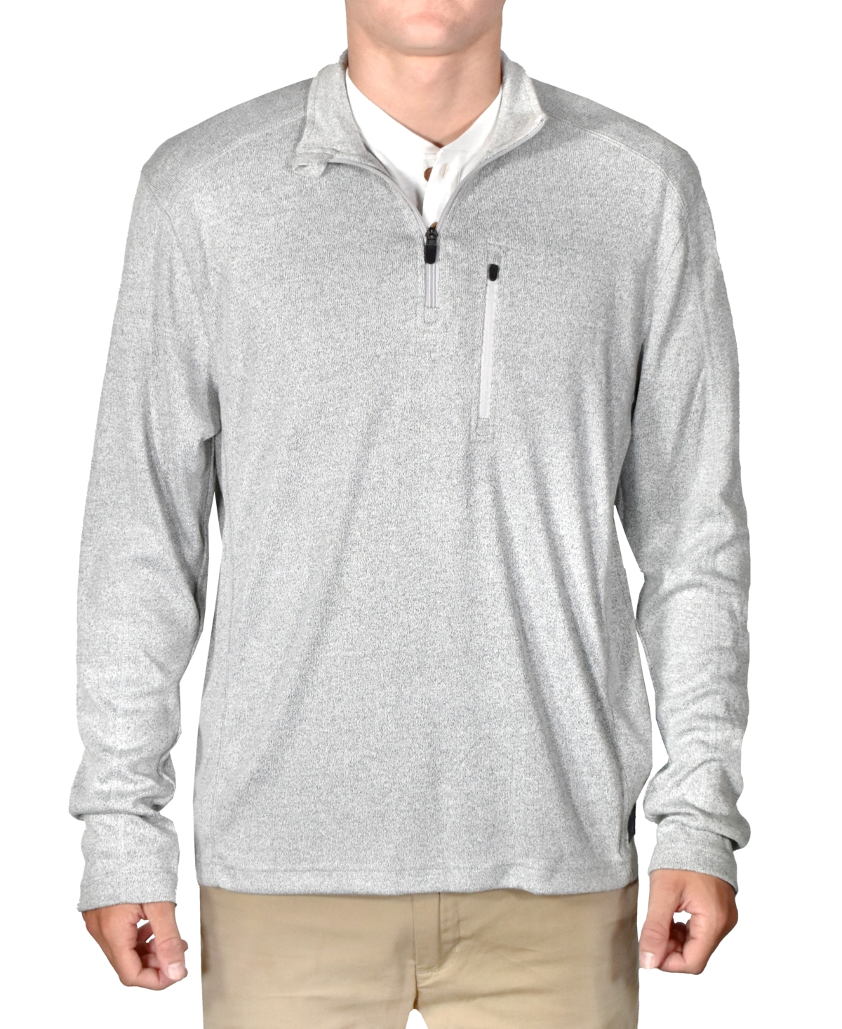 Men's Micro-Rib Quarter-Zip Ribbed Sweater - Lt Grey