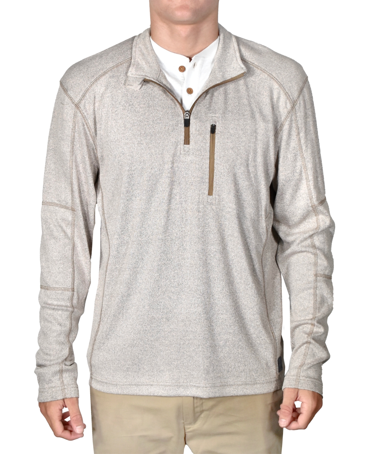 Men's Micro-Rib Quarter-Zip Ribbed Sweater - Lt Grey