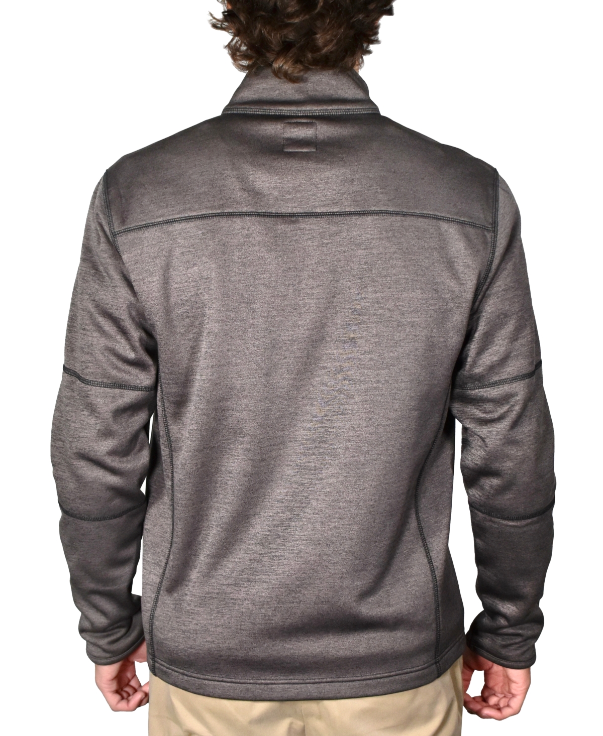 Vintage 1946 Men s Space Dyed Half Zip Pullover Topstitched Sweater Taupe Smart Closet