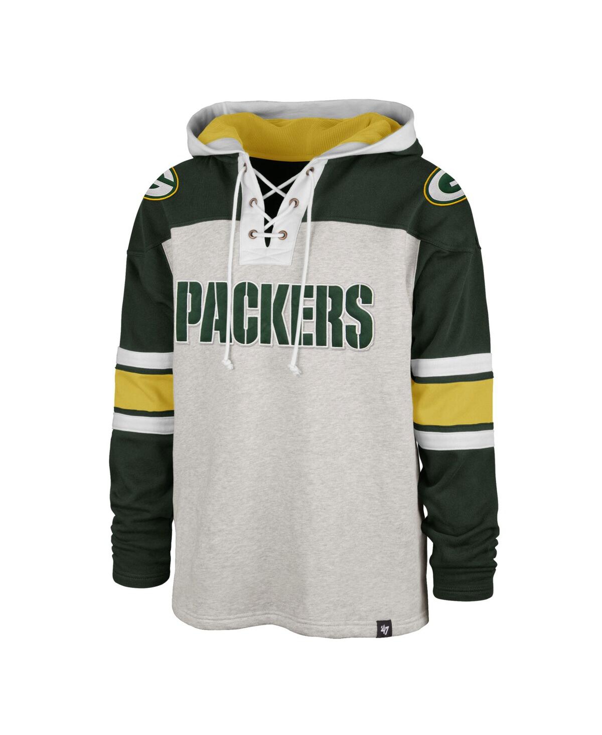 Shop 47 Brand Men's '47 Gray Green Bay Packers Gridiron Lace-up Pullover Hoodie