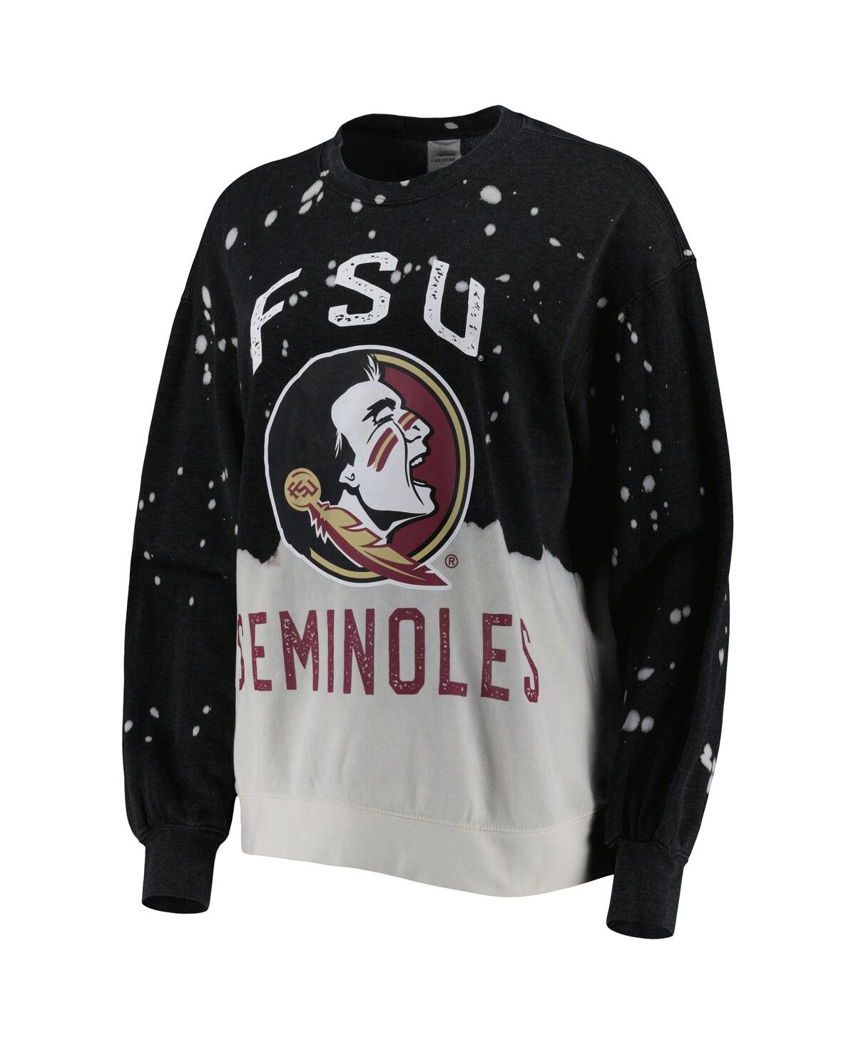 GAMEDAY COUTURE WOMEN'S GAMEDAY COUTURE BLACK FLORIDA STATE SEMINOLES TWICE AS NICE FADED DIP-DYE PULLOVER SWEATSHIR 