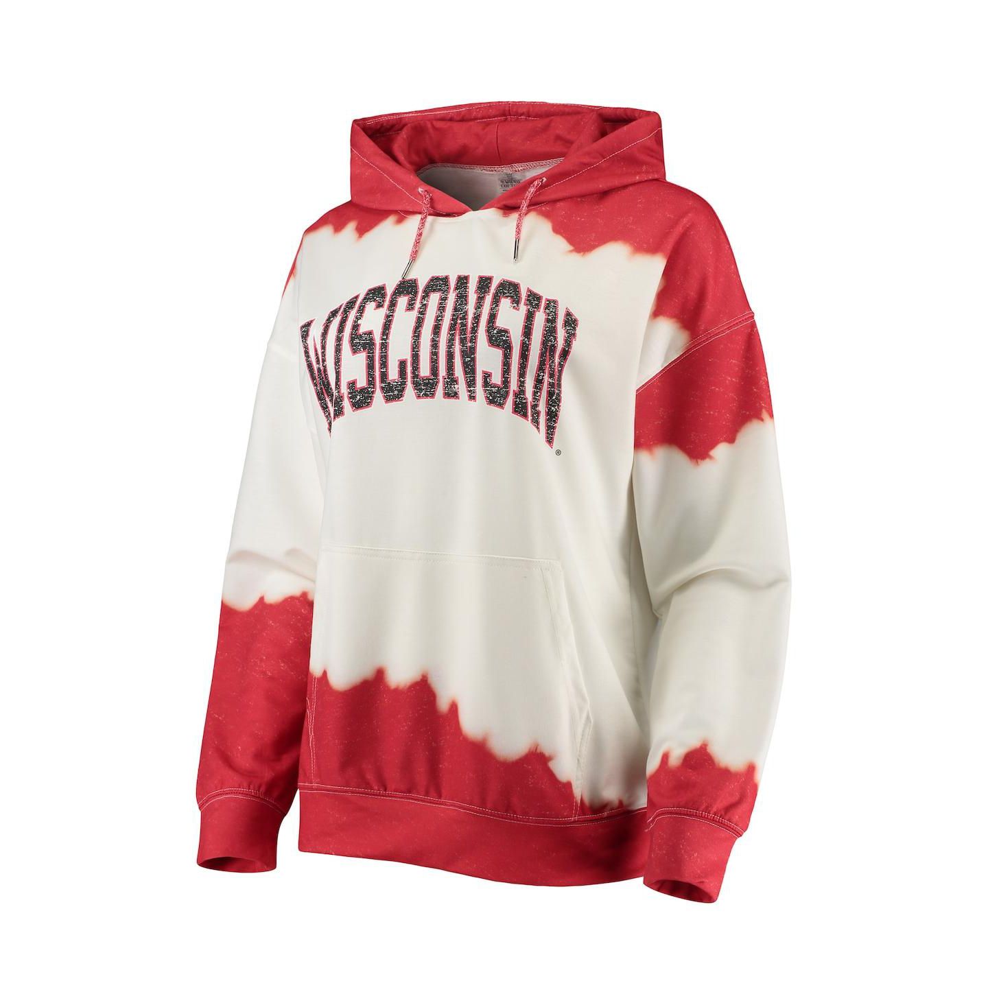 Женское худи Gameday Couture White, Red Wisconsin Badgers For the Fun Double Dip-Dyed Pullover — фото 3