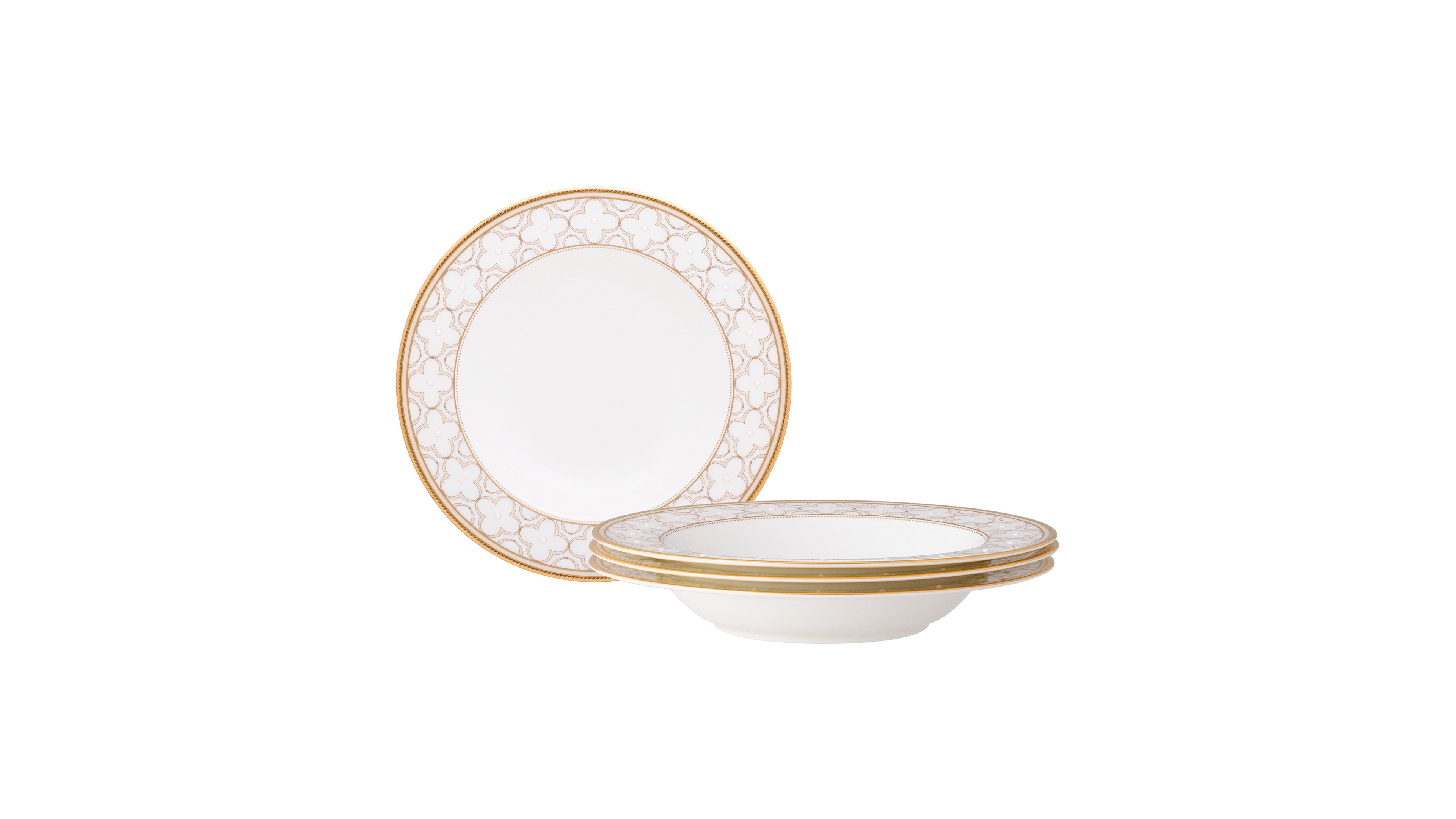 Noritake Trefolio Gold Set of 4 Soup Bowls, Service For 4