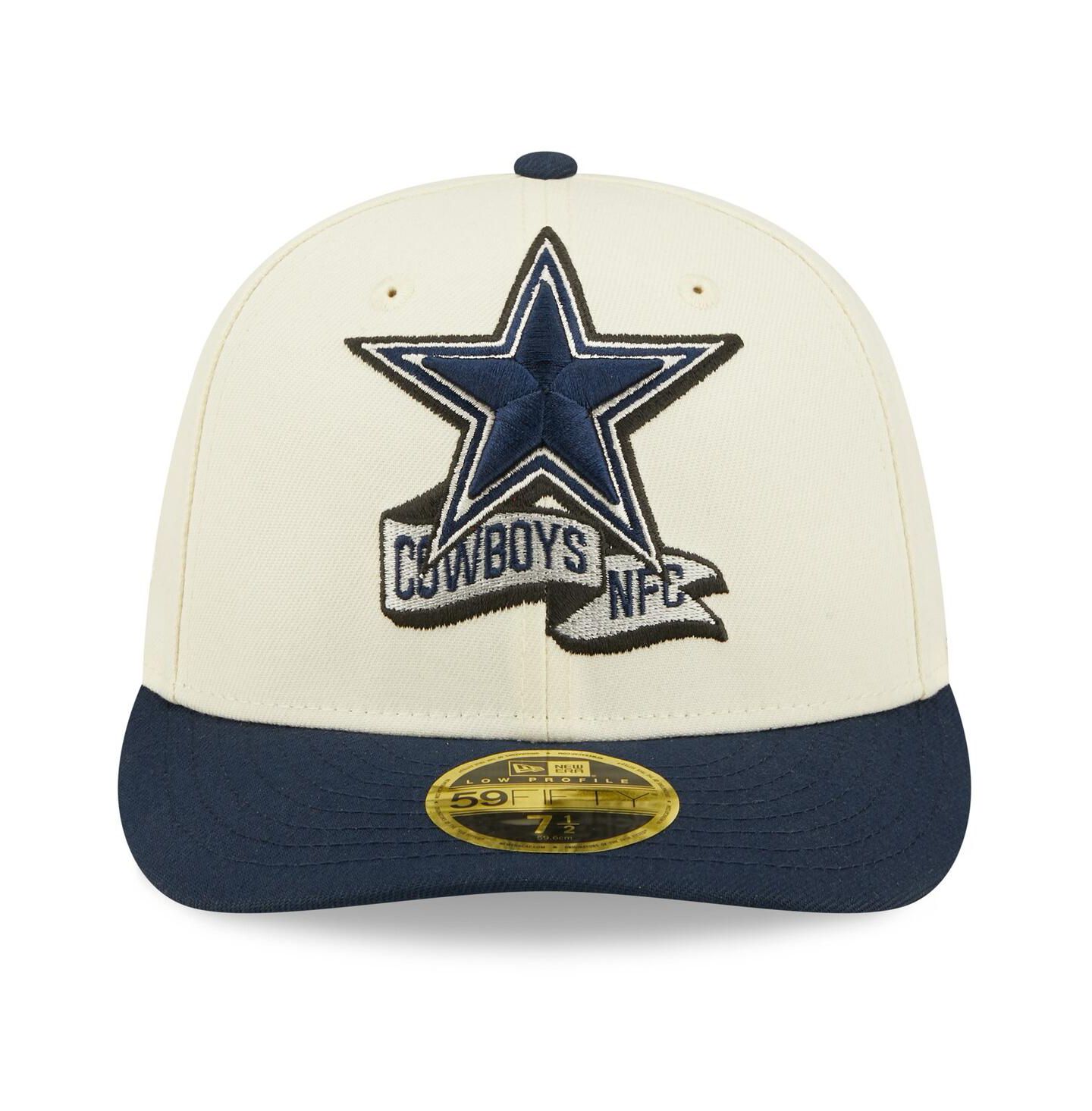Мужская кепка New Era Cream, Navy Dallas Cowboys 2022 Sideline Low Profile 59FIFTY Fitted Hat — фото 3
