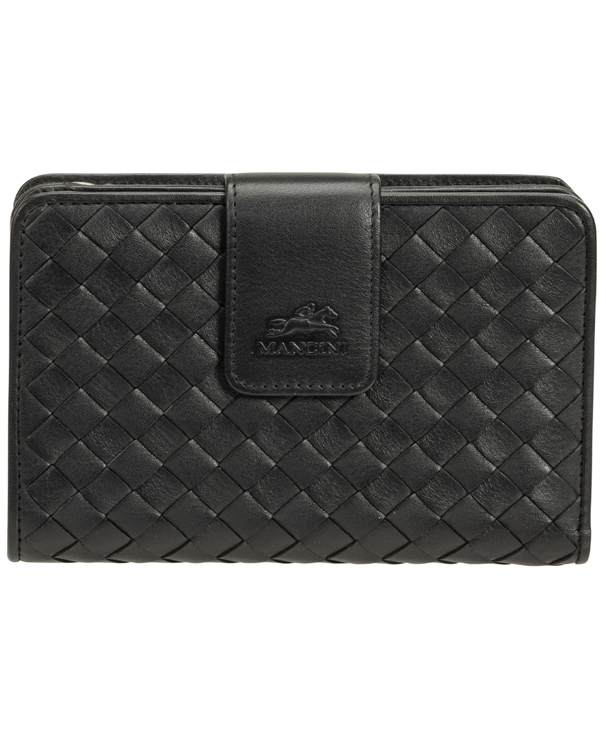 Women's Basket Weave Collection Rfid Secure Mini Clutch Wallet - Red