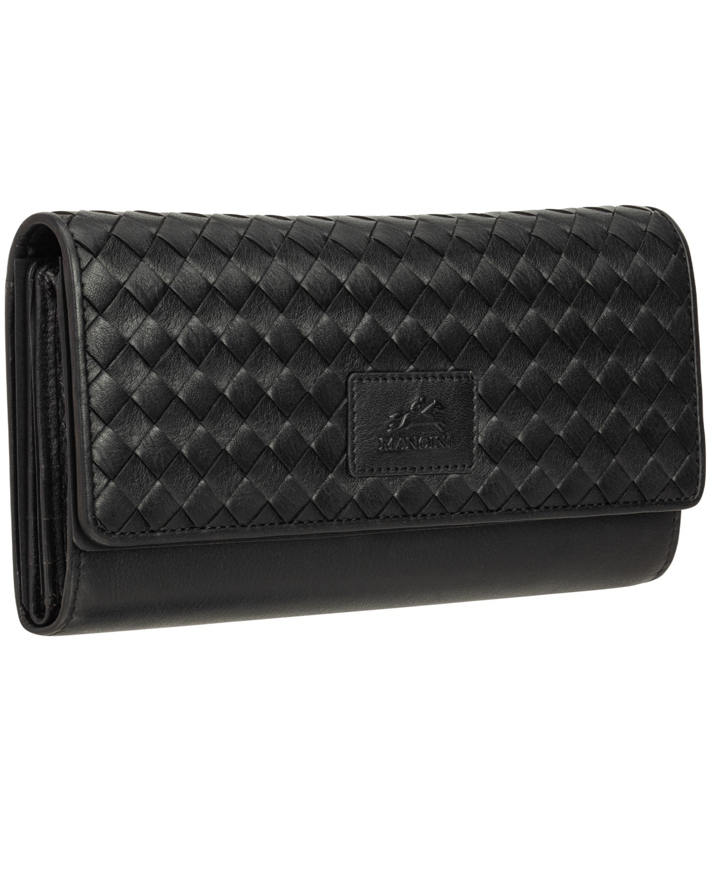 Женский кошелёк Mancini Basket Weave с RFID-защитой, четыре сложения, цвет: Чёрный — фото 2