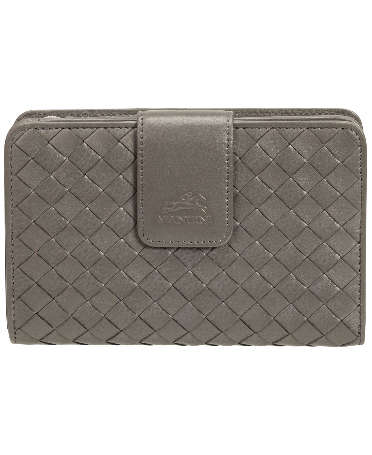 Women's Basket Weave Collection Rfid Secure Mini Clutch Wallet - Gray