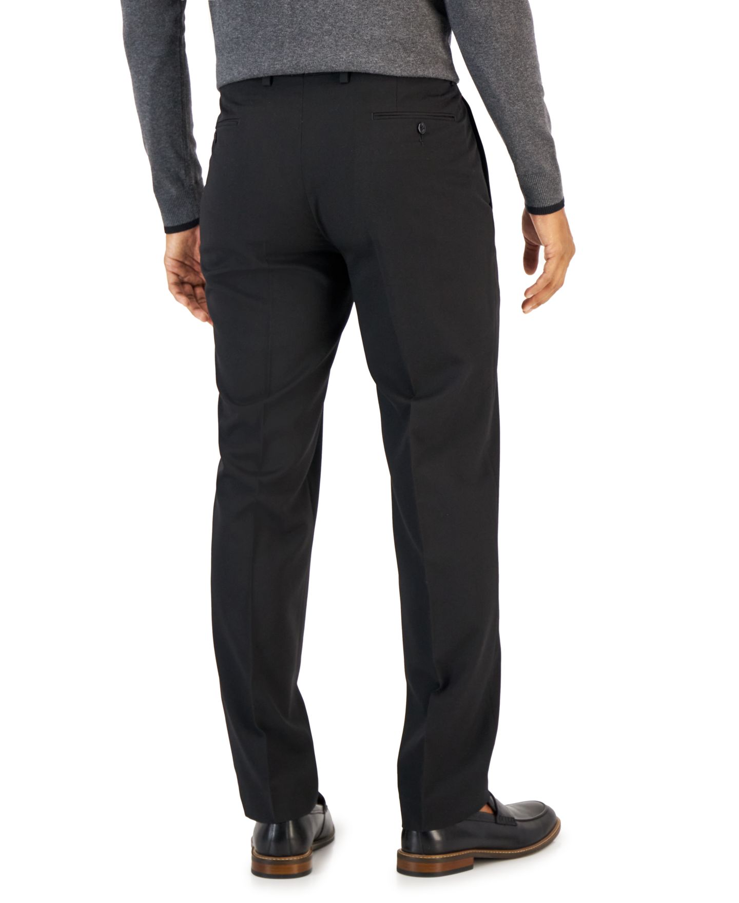 Мужской однотонный приталенный костюм-двойка Van Heusen Flex, цвет: Глубокий чёрный — фото 11