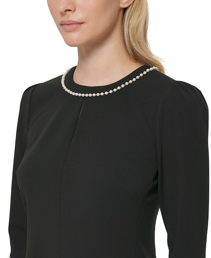KARL LAGERFELD PARIS Women's ImitationPearlTrim Sheath Dress Macy's