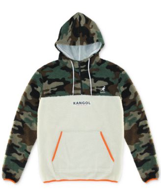 Kangol - Men's Camo Colorblocked Sherpa Hoodie