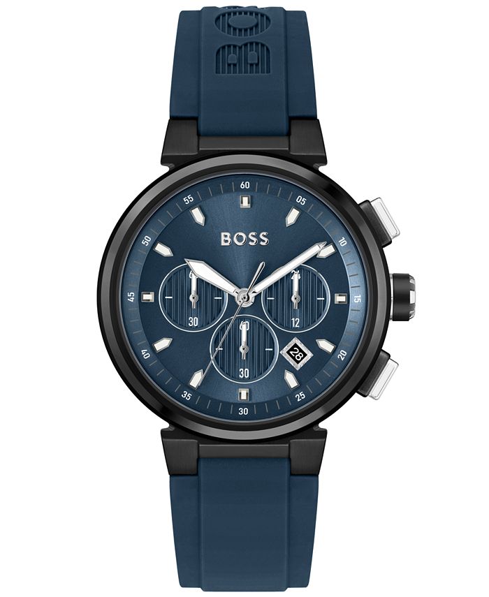 BOSS Men s One Blue Silicone Strap Watch 44mm Macy s