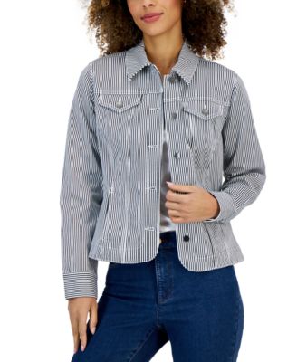 Charter Club - Women's Striped Denim Trucker Jacket
