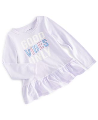 First Impressions - Toddler Girls Long-Sleeve Wavy Vibes Peplum Top