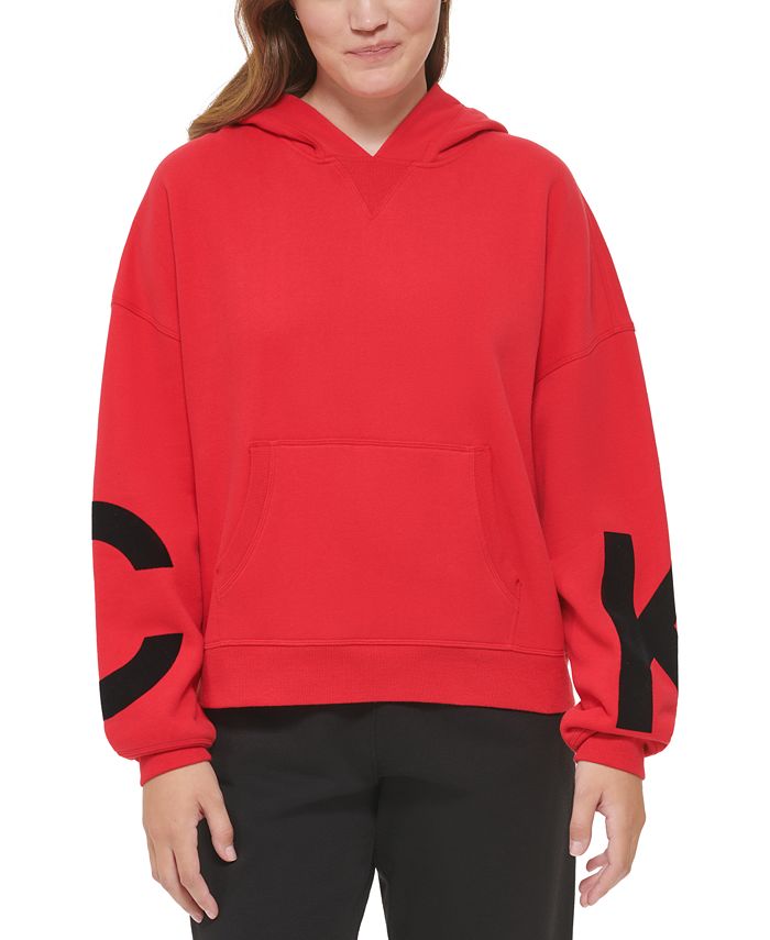 Calvin Klein Sweater-Sleeve Faux-Fur Hooded Walker Jacket - Macy's