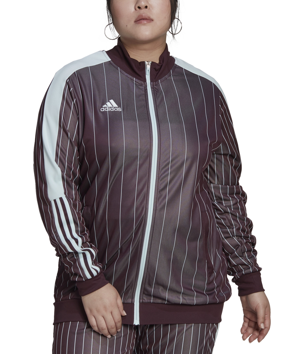 adidas Women's Striped Zip-Front Long-Sleeve Track Jacket