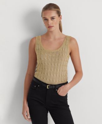 Lauren Ralph Lauren - Women's Metallic Cable-Knit Sleeveless Sweater